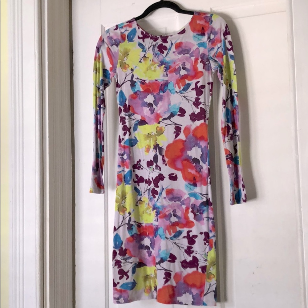 Alice + Olivia Scoop floral watercolor dress